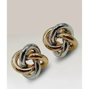 Trinity Knot Çelik Küpe – Altın ve Gümüş Renk Minimal Düğüm Kadın Küpe