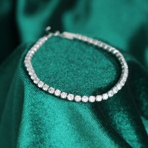 Lumi Tennis Yuvarlak Zirkon Taşlı Çelik Suyolu Bileklik – Ayarlanabilir Zarif Kadın Bileklik