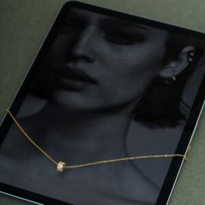 Solenne Shine Altın Renk Kaplama Çelik Kadın Kolye – Minimal Taş Detaylı Şık Kolye