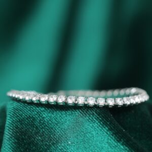 Lumi Tennis Yuvarlak Zirkon Taşlı Çelik Suyolu Bileklik – Ayarlanabilir Zarif Kadın Bileklik