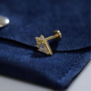 Monarch 925 Ayar Gümüş Taşlı Piercing – Minimal Tragus / Helix / Cartilage Küpe