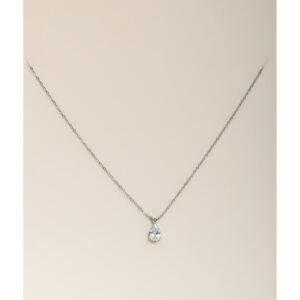 Aura Drop Damla Taşlı Pırlanta Görünümlü Gümüş Renkli Işıltılı Çelik Kolye