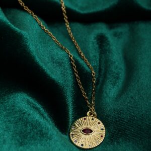 Celeste Eye Altın Renk Çelik Kadın Kolye – Göz Formlu Taş Detaylı Şık Kolye