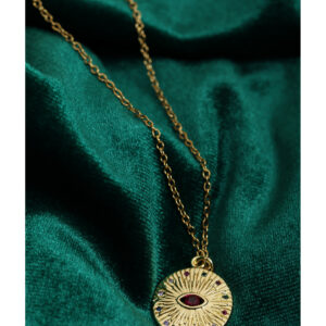 Celeste Eye Altın Renk Çelik Kadın Kolye – Göz Formlu Taş Detaylı Şık Kolye