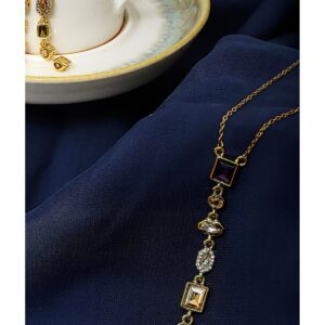 Golden Mosaic Çok Taşlı Sıralı Altın Renk Çelik Kolye