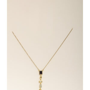 Golden Mosaic Çok Taşlı Sıralı Altın Renk Çelik Kolye