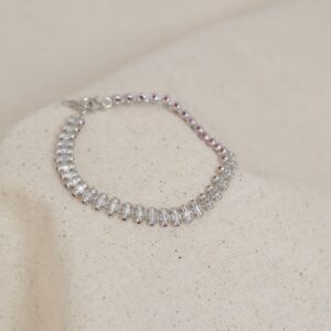 Rosaline 925 Ayar Gümüş Baget Taşlı Bileklik – Pembe Taş Detaylı Zarif Kadın Bileklik