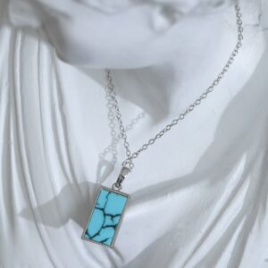 The Empress Tarot Çelik Kolye – Turkuaz Taşlı Tarot Kartı Kadın Kolye